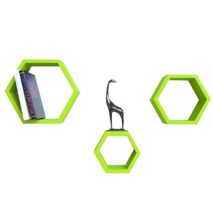 Ezequil Floating Wall Shelf Set of 3 in Green Colour