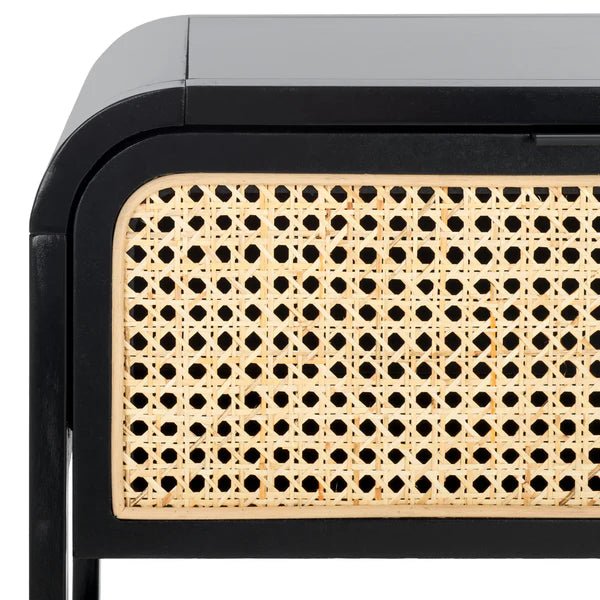 Yunikoli Wooden Rattan Bedside Table - Image 6