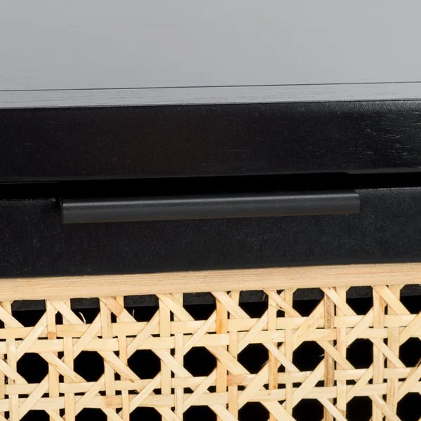 Yunikoli Wooden Rattan Bedside Table - Image 7