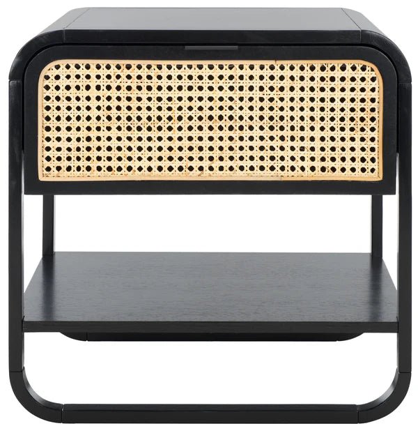 Yunikoli Wooden Rattan Bedside Table - Image 2
