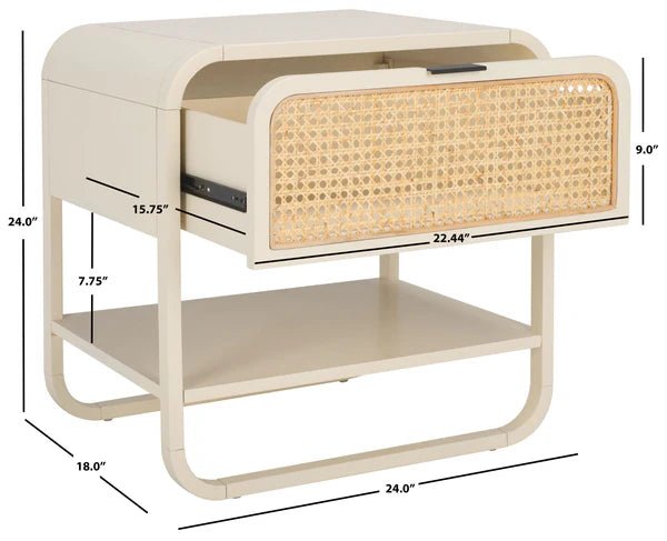 Yunikoli Wooden Rattan Bedside Table - Image 15