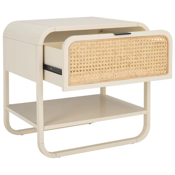 Yunikoli Wooden Rattan Bedside Table - Image 14