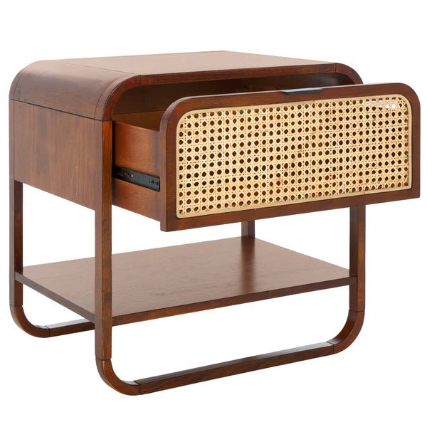 Yunikoli Wooden Rattan Bedside Table - Image 18
