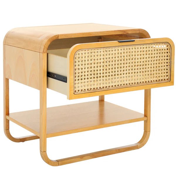 Yunikoli Wooden Rattan Bedside Table - Image 22